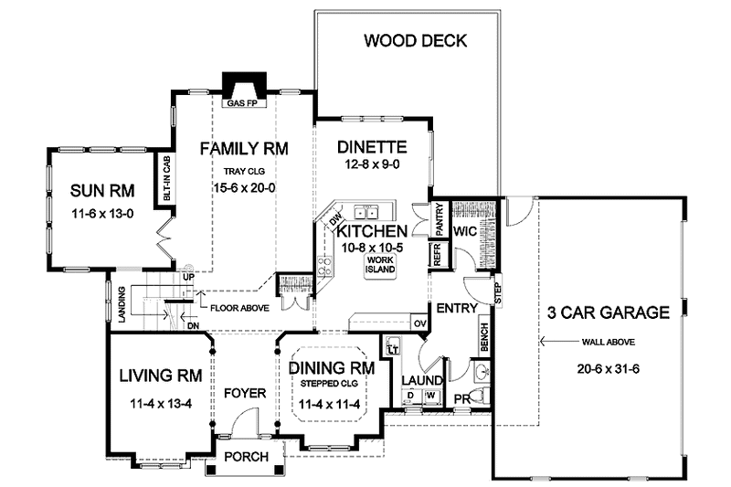 Architectural House Design - Floor Plan - Main Floor for Craftsman House Plan #328-444 - 4 bed, 2.5 bath