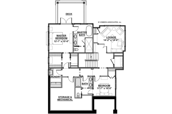 Floor Plan - Lower Floor 1 for Craftsman House Plan #928-268 - 3 bed, 3.5 bath