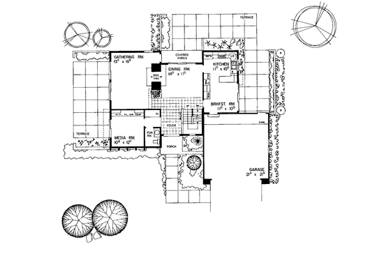 Floor Plan - Main Floor for Contemporary House Plan #72-782 - 2 bed, 2.5 bath