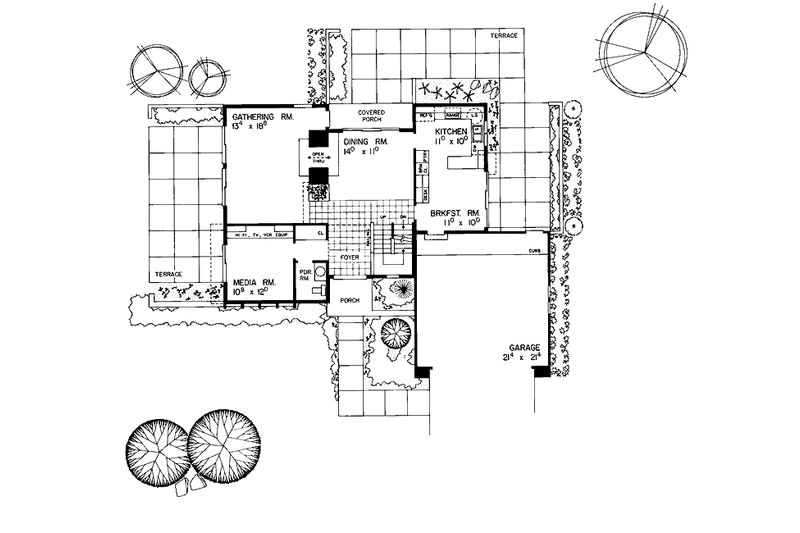 Dream House Plan - Floor Plan - Main Floor for Contemporary House Plan #72-782 - 2 bed, 2.5 bath