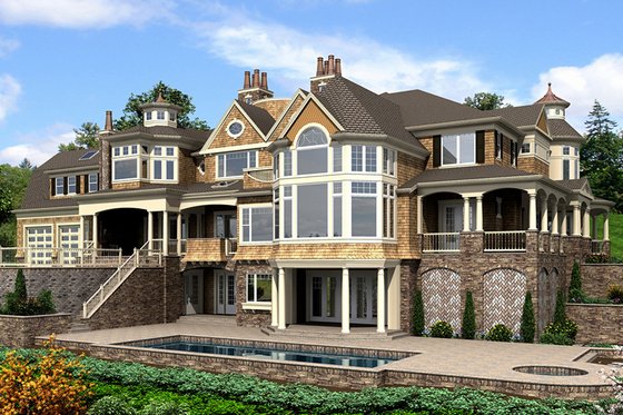 Exterior - Rear Elevation 1 for Craftsman House Plan #132-565 - 5 bed, 5 bath