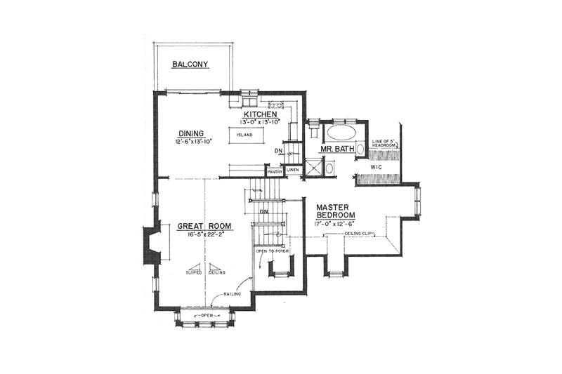 House Blueprint - Floor Plan - Upper Floor for Contemporary House Plan #1016-99 - 3 bed, 2.5 bath