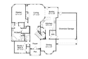 Floor Plan - Main Floor for European House Plan #411-133 - 5 bed, 4 bath