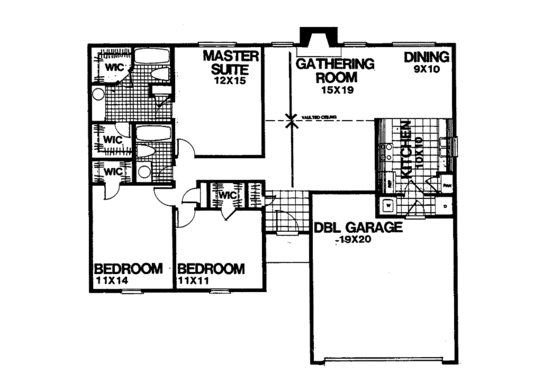 Floor Plan - Main Floor for Contemporary House Plan #30-313 - 3 bed, 2 bath