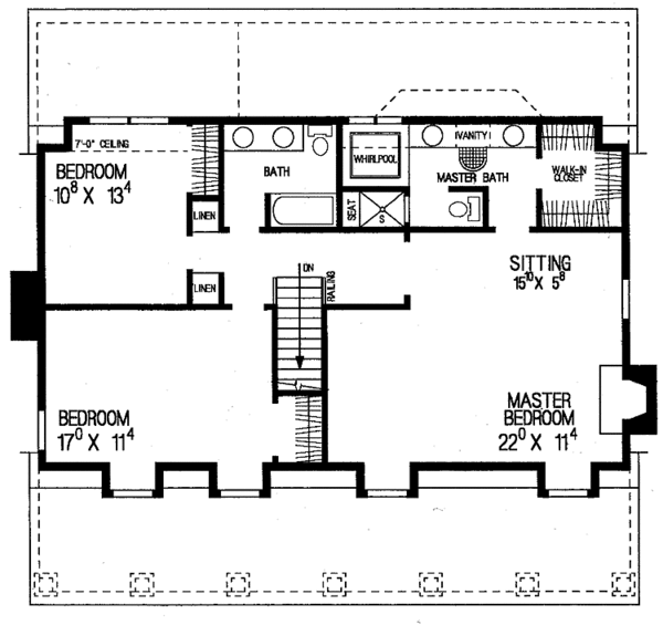 Dream House Plan - Country Floor Plan - Upper Floor Plan #72-973