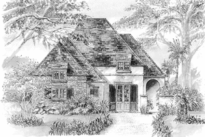 Home Plan - Exterior - Front Elevation for European House Plan #301-160 - 3 bed, 2 bath