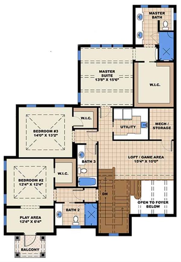 Architectural House Design - Country Floor Plan - Upper Floor Plan #1017-168