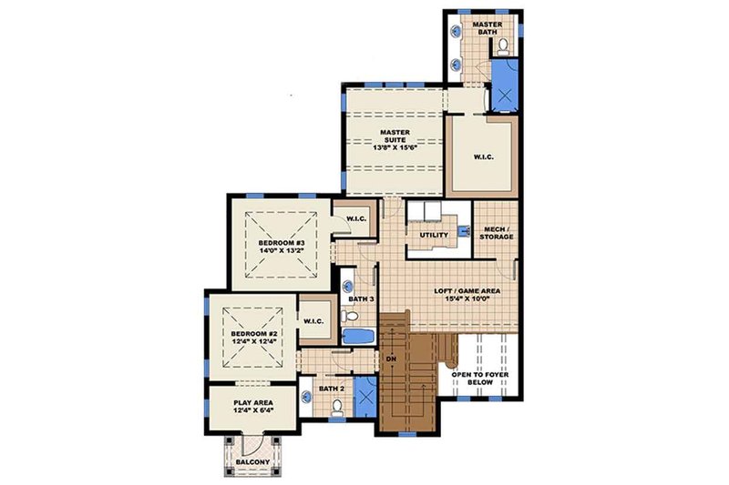 Architectural House Design - Floor Plan - Upper Floor for Country House Plan #1017-168 - 3 bed, 3 bath