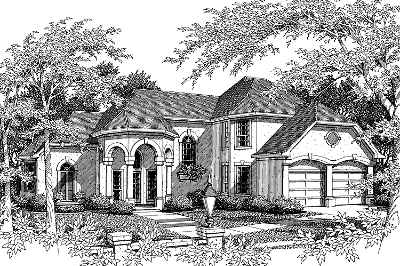 House Blueprint - Exterior - Front Elevation 3 for Mediterranean House Plan #952-103 - 4 bed, 3.5 bath