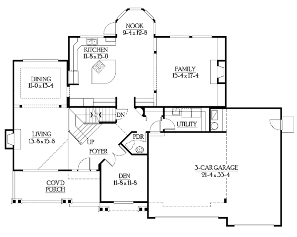 House Plan Design - Craftsman Floor Plan - Main Floor Plan #132-494