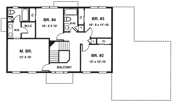 Dream House Plan - Colonial Floor Plan - Upper Floor Plan #1001-90