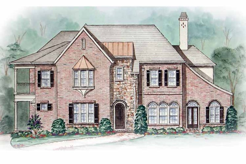 Home Plan - Exterior - Front Elevation 3 for Tudor House Plan #54-243 - 4 bed, 3.5 bath