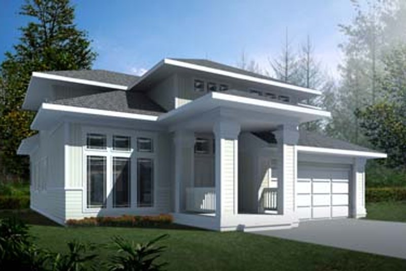 Architectural House Design - Prairie Exterior - Front Elevation Plan #94-214