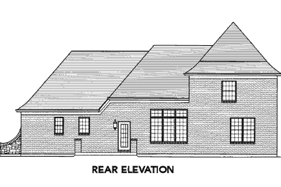 Exterior - Rear Elevation for European House Plan #46-453 - 3 bed, 2.5 bath