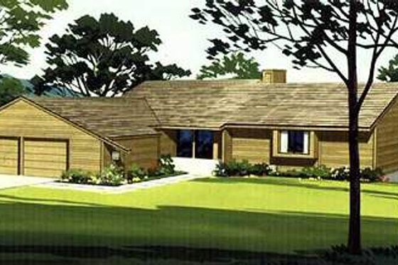 Exterior - Front Elevation for Ranch House Plan #320-146 - 3 bed, 2 bath