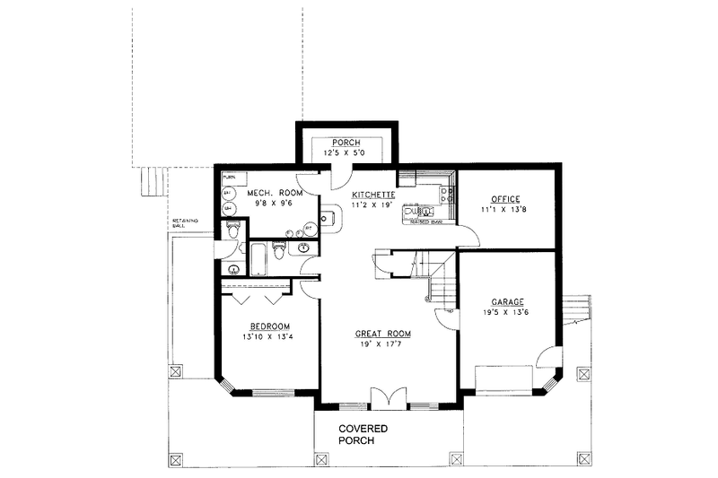 Dream House Plan - Floor Plan - Lower Floor for Bungalow House Plan #117-649 - 3 bed, 2 bath