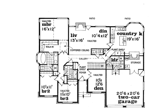 Floor Plan - Main Floor for Traditional House Plan #47-475 - 3 bed, 2.5 bath