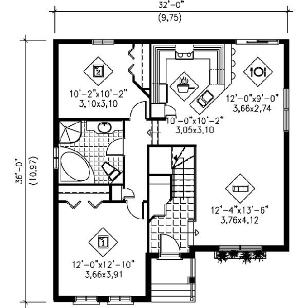 European Floor Plan - Main Floor Plan #25-370