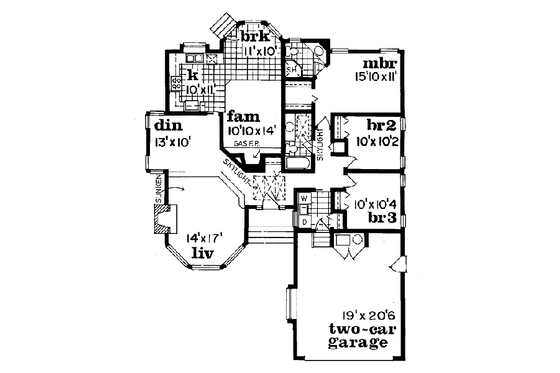 Floor Plan - Main Floor for Traditional House Plan #47-187 - 3 bed, 2 bath