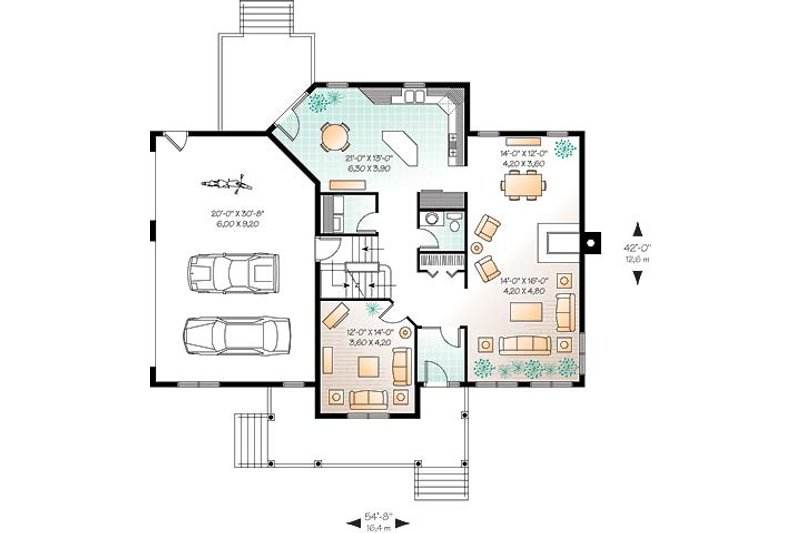 Dream House Plan - Floor Plan - Main Floor for Traditional House Plan #23-378 - 3 bed, 2.5 bath