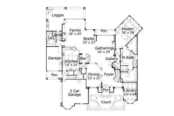 Floor Plan - Main Floor for European House Plan #411-484 - 4 bed, 3.5 bath