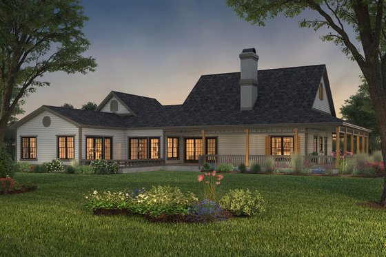 Exterior - Rear Elevation 3 for Farmhouse House Plan #72-132 - 3 bed, 2.5 bath