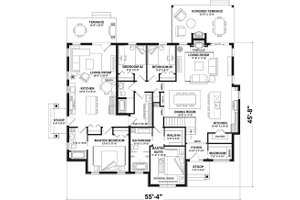 Floor Plan - Main Floor for Farmhouse House Plan #23-2396 - 4 bed, 2 bath