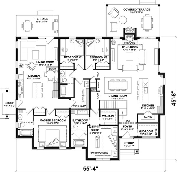 House Design - Farmhouse Floor Plan - Main Floor Plan #23-2396