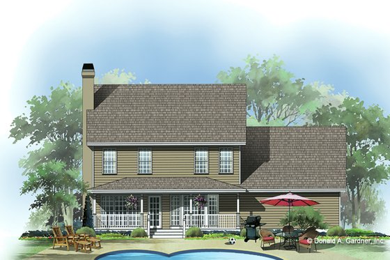 Exterior - Rear Elevation for Farmhouse House Plan #929-241 - 3 bed, 2.5 bath