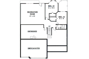 Floor Plan - Lower Floor for Traditional House Plan #67-334 - 4 bed, 3 bath