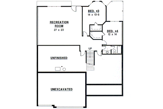 Floor Plan - Lower Floor for Traditional House Plan #67-334 - 4 bed, 3 bath