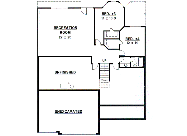 Traditional Floor Plan - Lower Floor Plan #67-334