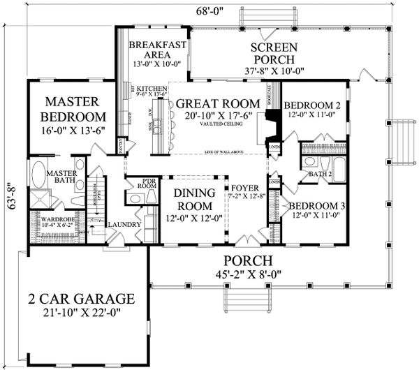 Architectural House Design - Farmhouse Floor Plan - Main Floor Plan #137-376
