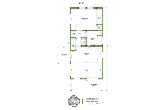 Floor Plan - Main Floor for Traditional House Plan #1106-25 - 1 bed, 1 bath