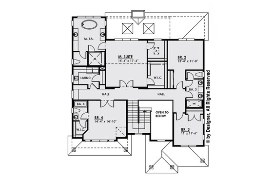 Floor Plan - Upper Floor for Modern House Plan #1066-13 - 5 bed, 4.5 bath