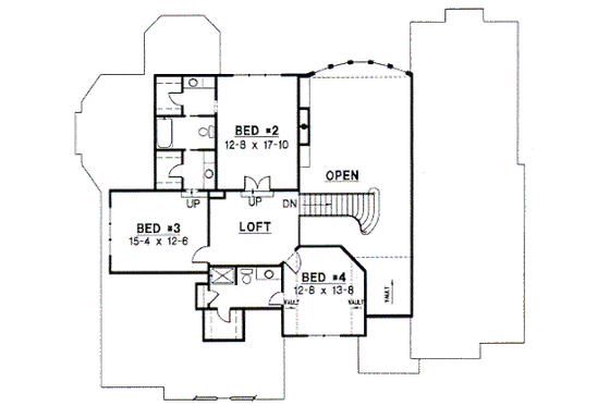 Floor Plan - Upper Floor for Traditional House Plan #67-204 - 4 bed, 4 bath