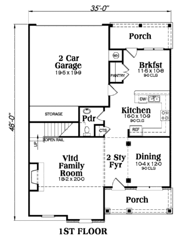 Craftsman Floor Plan - Main Floor Plan #419-207