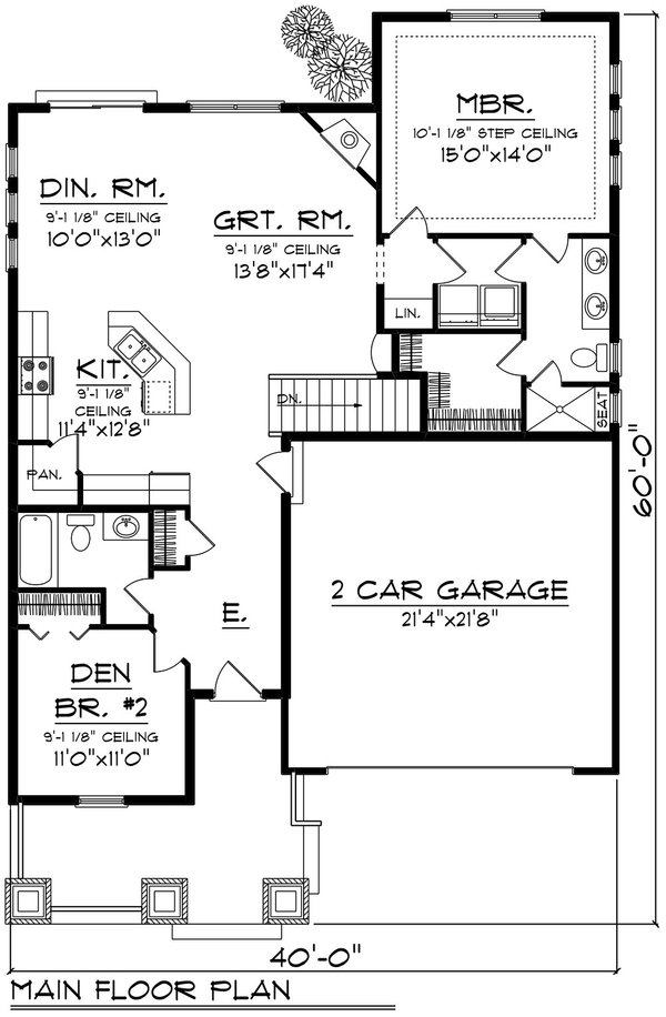 Craftsman Floor Plan - Main Floor Plan #70-1516