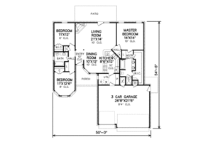 Floor Plan - Main Floor for Traditional House Plan #65-437 - 3 bed, 2 bath