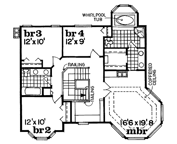Victorian Floor Plan - Upper Floor Plan #47-193