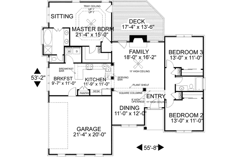 Home Plan - Floor Plan - Main Floor for Traditional House Plan #56-134 - 3 bed, 2 bath