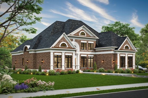 Exterior - Front Elevation 4 for European House Plan #119-237 - 4 bed, 4 bath