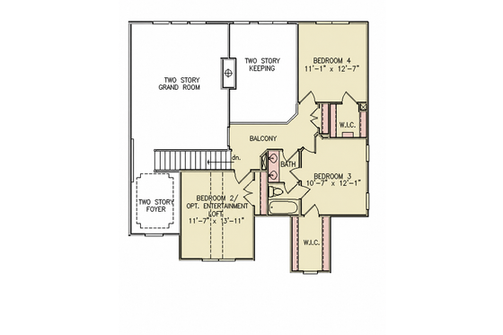 Floor Plan - Upper Floor for Traditional House Plan #54-730 - 4 bed, 2.5 bath