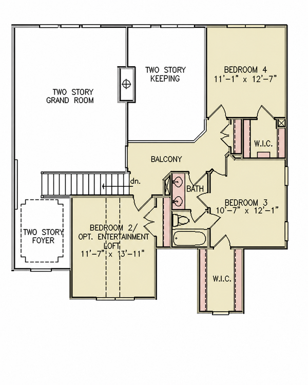 Floor Plan - Upper Floor for Traditional House Plan #54-730 - 4 bed, 2.5 bath