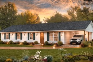 Exterior - Front Elevation 4 for Bungalow House Plan #54-604 - 4 bed, 2 bath