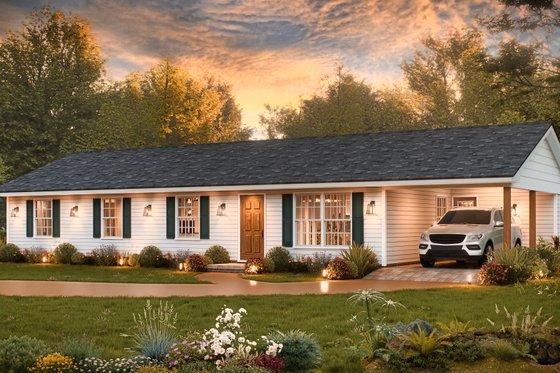 Exterior - Front Elevation 4 for Bungalow House Plan #54-604 - 4 bed, 2 bath