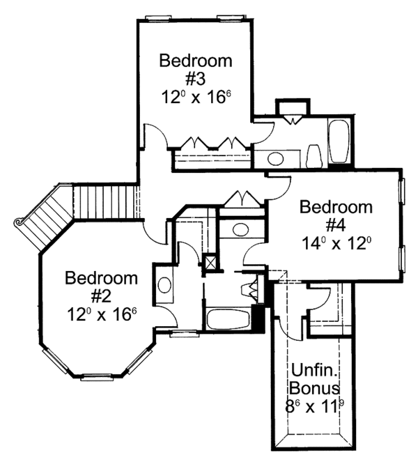 House Blueprint - European Floor Plan - Upper Floor Plan #429-73