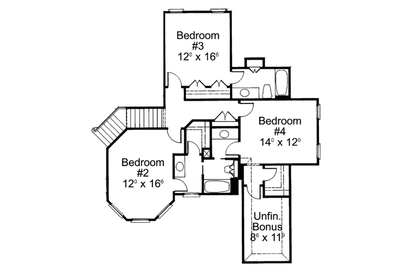 Home Plan - Floor Plan - Upper Floor for European House Plan #429-73 - 4 bed, 3.5 bath