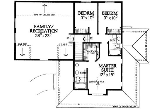 Floor Plan - Upper Floor for Country House Plan #72-1116 - 3 bed, 2.5 bath