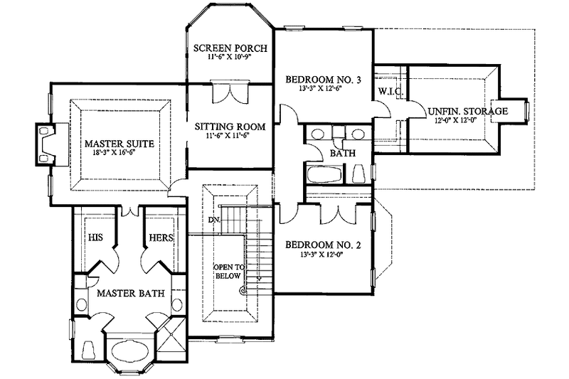 Architectural House Design - Floor Plan - Upper Floor for Country House Plan #429-76 - 4 bed, 3 bath